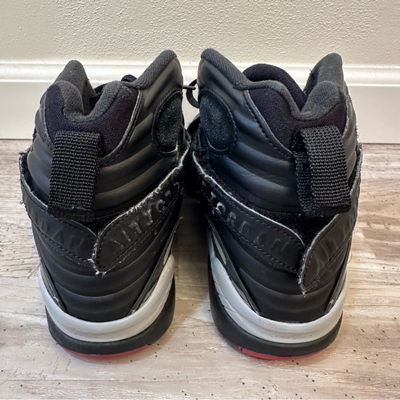 Nike Air Jordan 8 VIII Retro Bred Black Red GS‎ Size 7y Sneakers 305368-022 - Picture 5 of 16